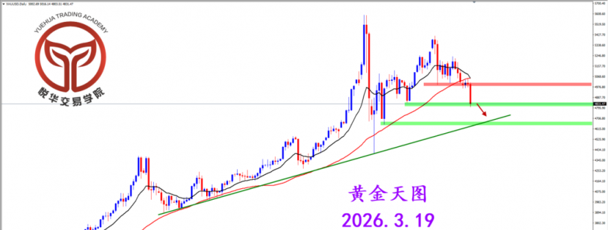 2026.3.19 图文交易计划：黄金触发空头 下跌势不可挡